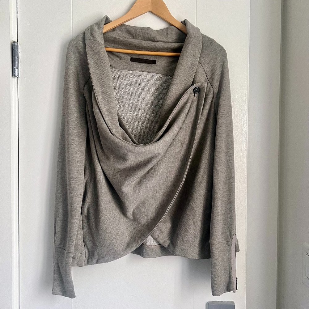 Nicholas K drape front sweatshirt jacket with zip cuffs